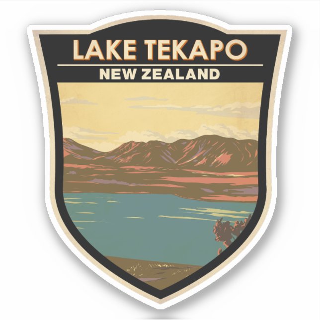 Lake Tekapo New Zealand Travel Art Vintage (Front)