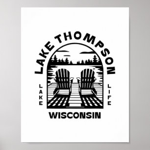 Lake Thompson Wisconsin Outdoors Vintage 2 Poster