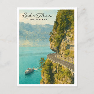 Lake Thun, Switzerland Serene Mountain Holiday Postcard