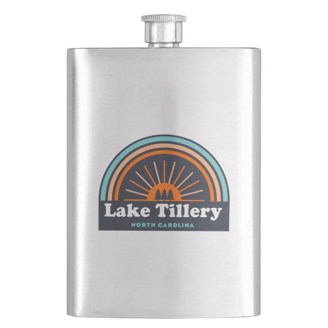 Lake Tillery North Carolina Rainbow Hip Flask (Front)