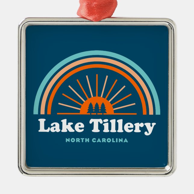 Lake Tillery North Carolina Rainbow Metal Ornament (Front)