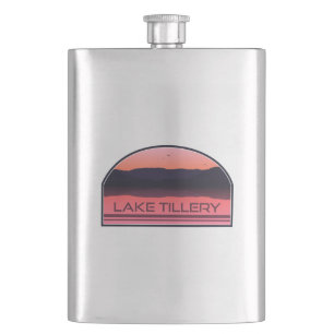 Lake Tillery North Carolina Red Sunrise Hip Flask
