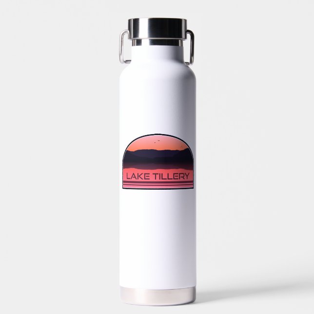 Lake Tillery North Carolina Red Sunrise Water Bottle (Front)