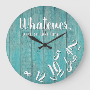 Lake Time Rustic Wood Funny Retirement Lake Home Large Clock