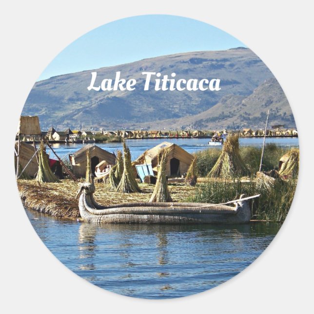 Lake Titicaca, Floating Island, Classic Round Sticker (Front)