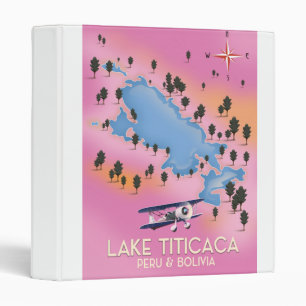 Lake Titicaca, peru, Bolivia lake map travel art Binder