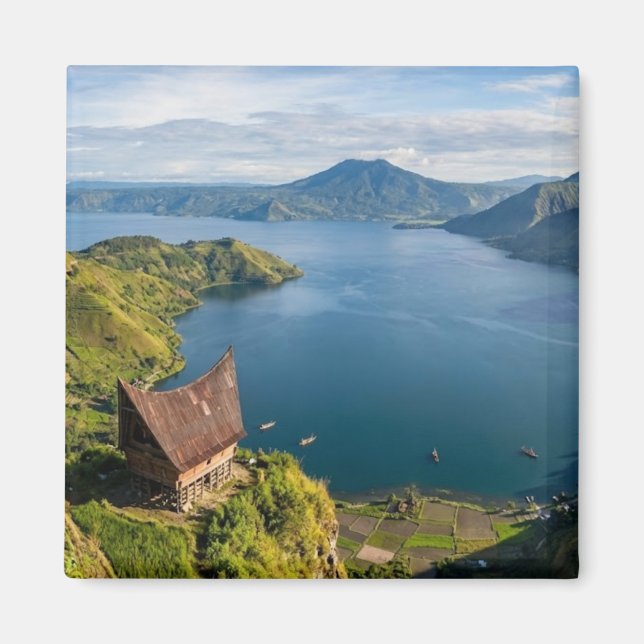 Lake Toba Sumatra Indonesia Volcano Landscape Magnet (Front)