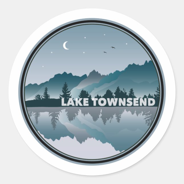 Lake Townsend North Carolina Reflection Classic Round Sticker (Front)