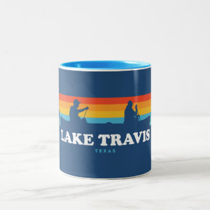 Lake Travis Austin Texas Canoe Two-Tone Coffee Mug