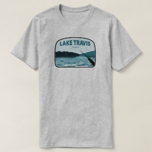 Lake Travis Austin Texas Fishing Rod T-Shirt