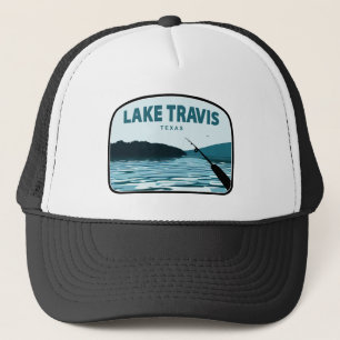 Lake Travis Austin Texas Fishing Rod Trucker Hat