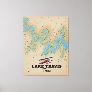 Lake Travis Texas map Canvas Print