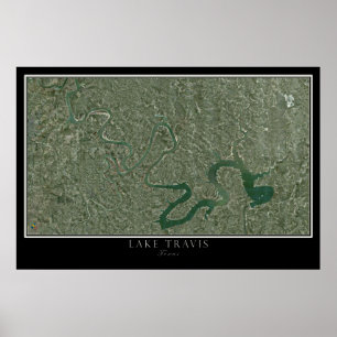 Lake Travis Texas Satellite Map Poster