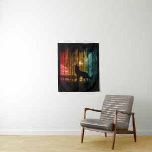 LAKE TREES WOLF HOWLING TAPESTRY