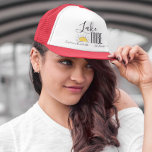 Lake Tribe Girl's Trip Bachelorette Vacation Trucker Hat<br><div class="desc">This design may be personalized in the area provided by changing the photo and/or text. Or it can be customized by clicking Personalize this Template and then choosing the click to customize further option and delete or change the colour of the background, add text, change the text colour or style,...</div>