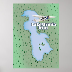Lake Urmia Iran Travel Map Poster