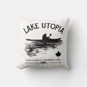 Lake Utopia New Brunswick Canada Lakes - Kayaker Throw Pillow