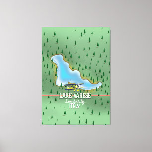 Lake Varese, Lombardy, italy travel poster Canvas Print
