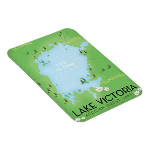 Lake Victoria Map - Africa Great Lake travel art. Magnet
