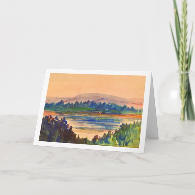 Lake View & Egrets at Sunrise - Simpler Times Thank You Card (Front)