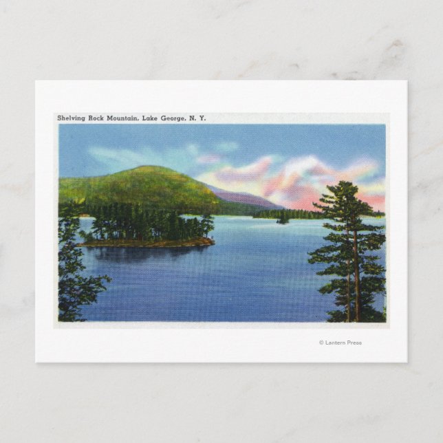 Lake View of Shelving Rock Mountain Postcard (Front)