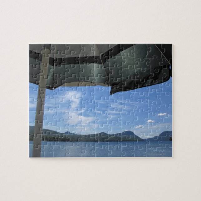 Lake view under umbrella jigsaw puzzle (Horizontal)