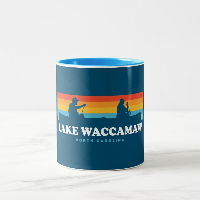 Lake Waccamaw North Carolina Canoe Two-Tone Coffee Mug (Center)
