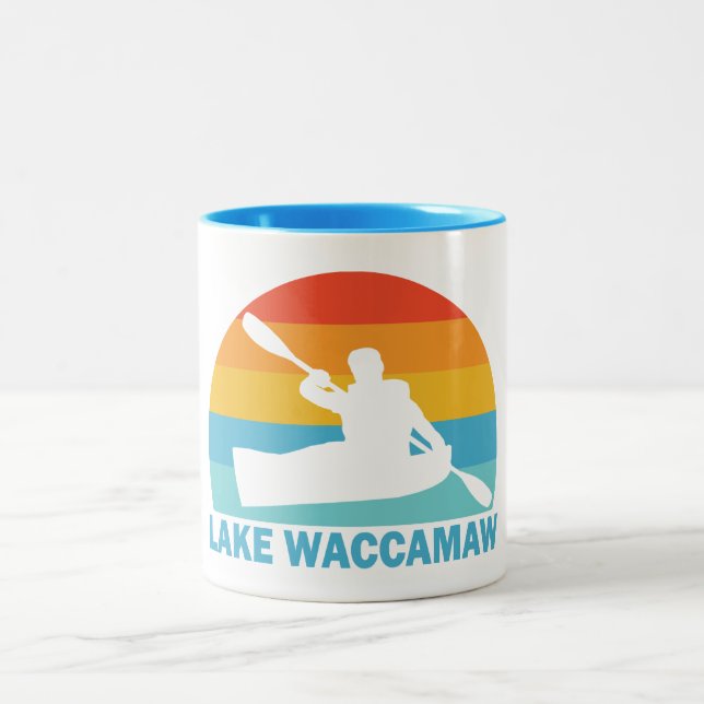 Lake Waccamaw North Carolina Kayak Two-Tone Coffee Mug (Center)
