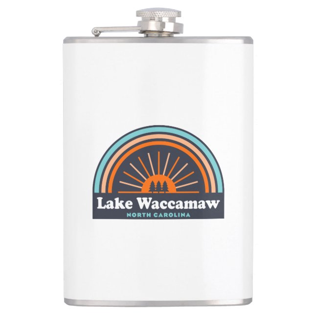 Lake Waccamaw North Carolina Rainbow Hip Flask (Front)