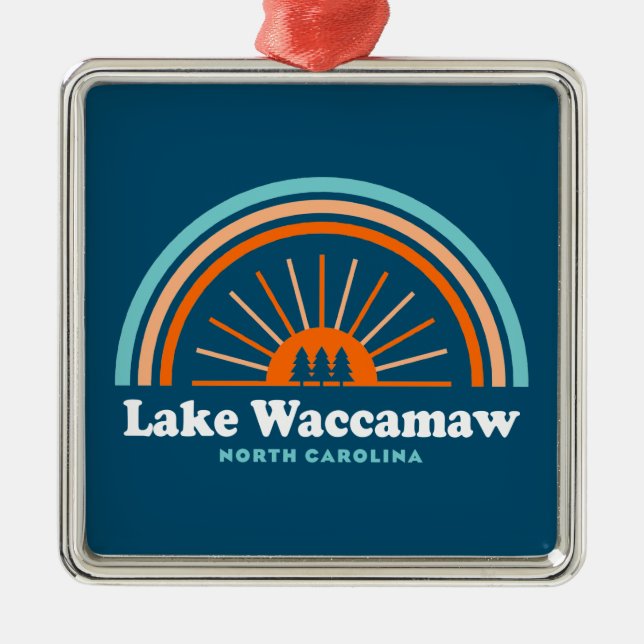 Lake Waccamaw North Carolina Rainbow Metal Ornament (Front)
