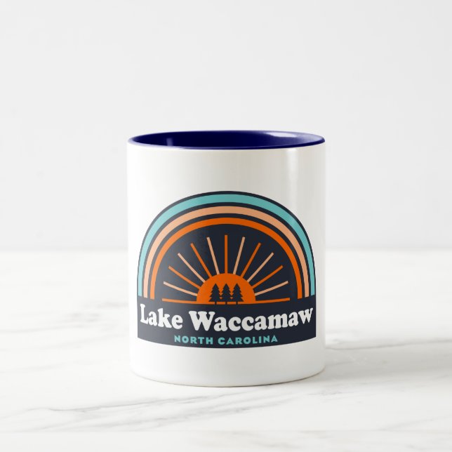 Lake Waccamaw North Carolina Rainbow Two-Tone Coffee Mug (Center)