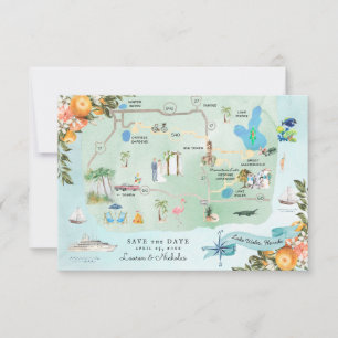 Lake Wales, FL   Carte d'itinéraire de mariage de 