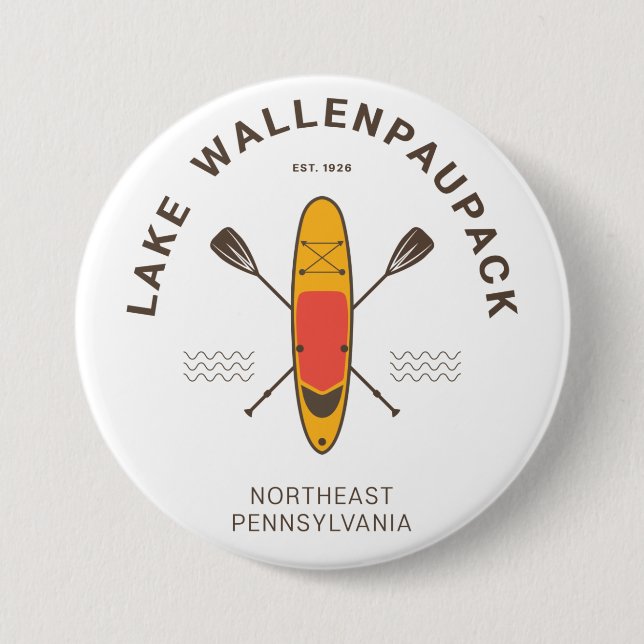 Lake Wallenpaupack Pennsylvania Paddle Boarding 3 Inch Round Button (Front)