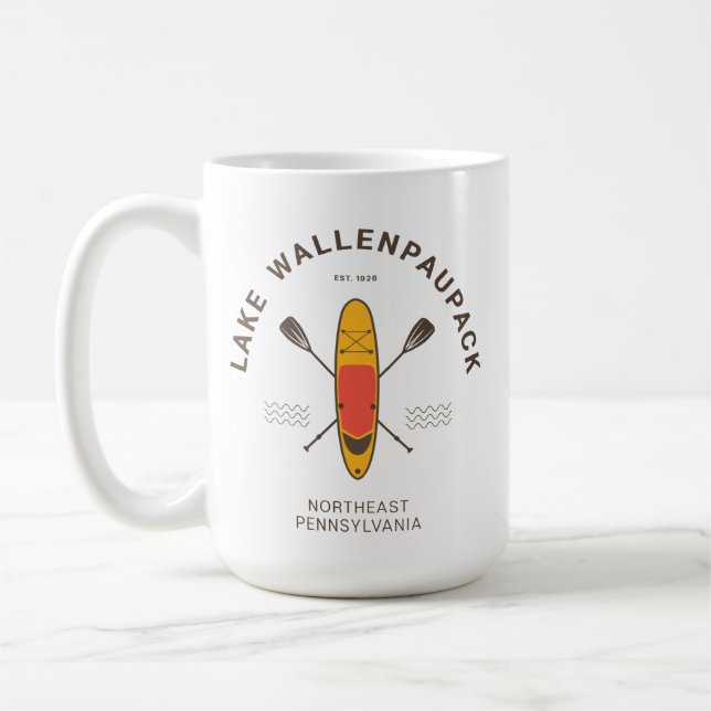 Lake Wallenpaupack Pennsylvania Paddle Boarding Coffee Mug (Left)