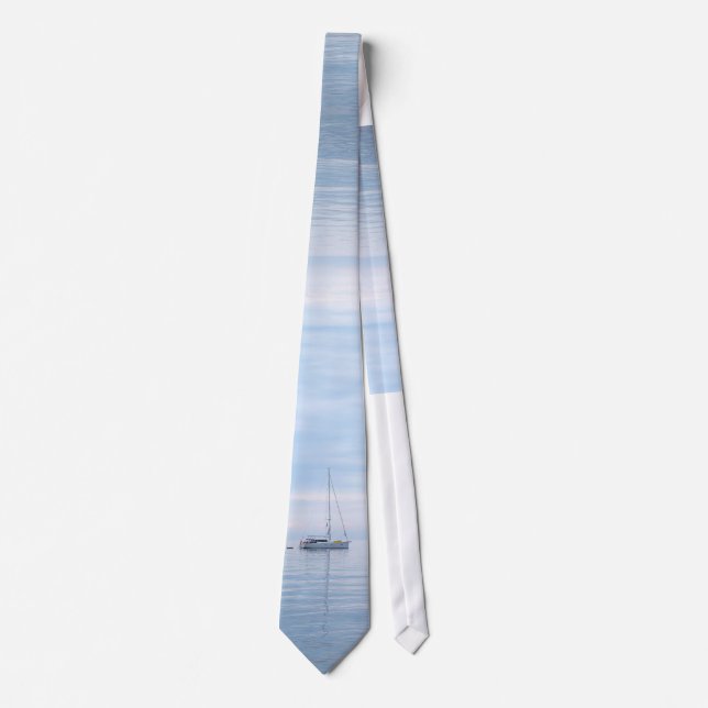 Lake Water Sailboat Photo Summer Vacation  Tie (Front)