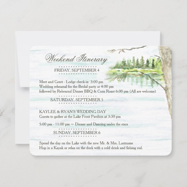 Lake Wedding Itinerary Invitation (Front)