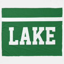 LAKE White Bold Sporty Text Stripe On Forest Green