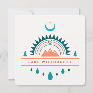 LAKE WILLOUGHBY boho rainbow moon Invitation
