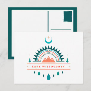 lake willoughby boho rainbow moon postcard
