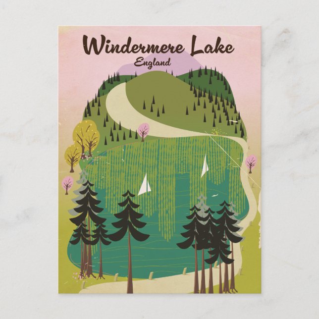 lake windermere Travel poster Postcard (Front)