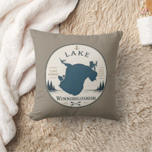 Lake Winnibigoshish Vacation Home Decor & Souvenir Throw Pillow