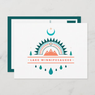 lake winnipesaukee boho rainbow moon postcard