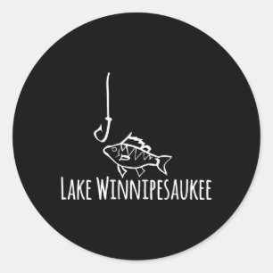 Lake Winnipesaukee Fish Hook Fishing Boating Cute Classic Round Sticker