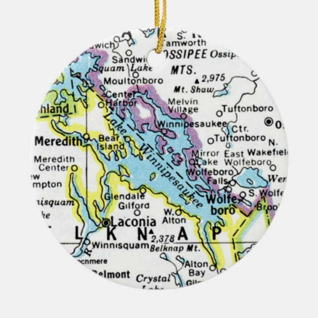 Lake Winnipesaukee Map Ceramic Ornament (Front)