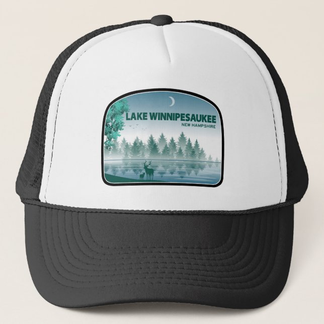 Lake Winnipesaukee New Hampshire Deer Trucker Hat (Front)