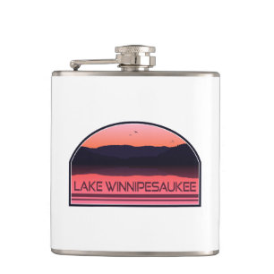 Lake Winnipesaukee New Hampshire Red Sunrise Hip Flask
