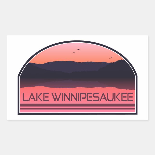 Lake Winnipesaukee New Hampshire Red Sunrise Sticker (Front)