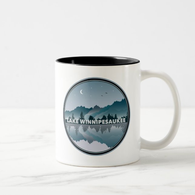 Lake Winnipesaukee New Hampshire Reflection Two-Tone Coffee Mug (Right)