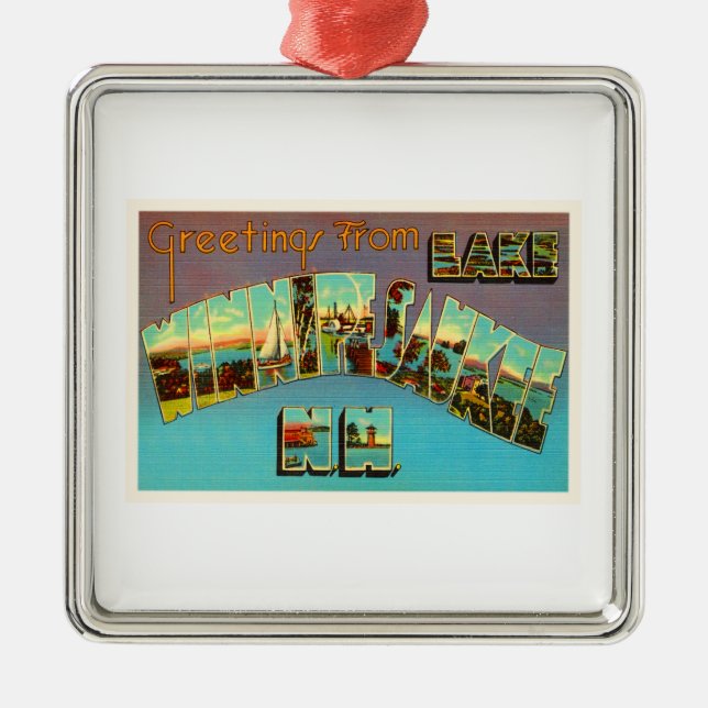 Lake Winnipesaukee New Hampshire Travel Souvenir Metal Ornament (Front)