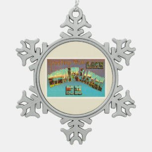 Lake Winnipesaukee New Hampshire Travel Souvenir Snowflake Pewter Christmas Ornament